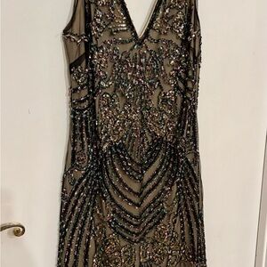 Elegant Black and Gold Sequin Dress